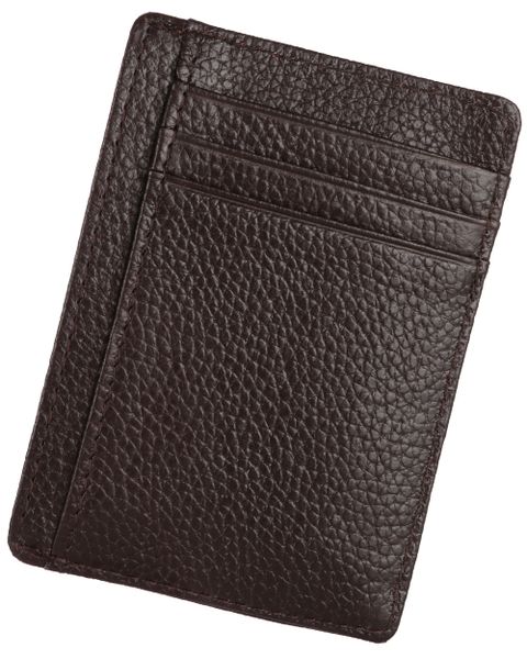 Skone Leather Minimalist Credit Card Wallet-RFID Blocking - Brown