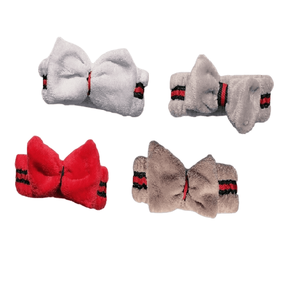 Fluffy Bowknot Headband 4 Piece Spa and Beauty Pack