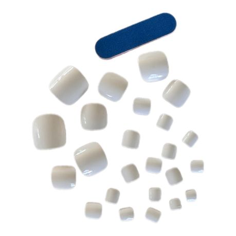 24-Piece Square Acrylic Press-On Toe Nails Set with Jelly Glue