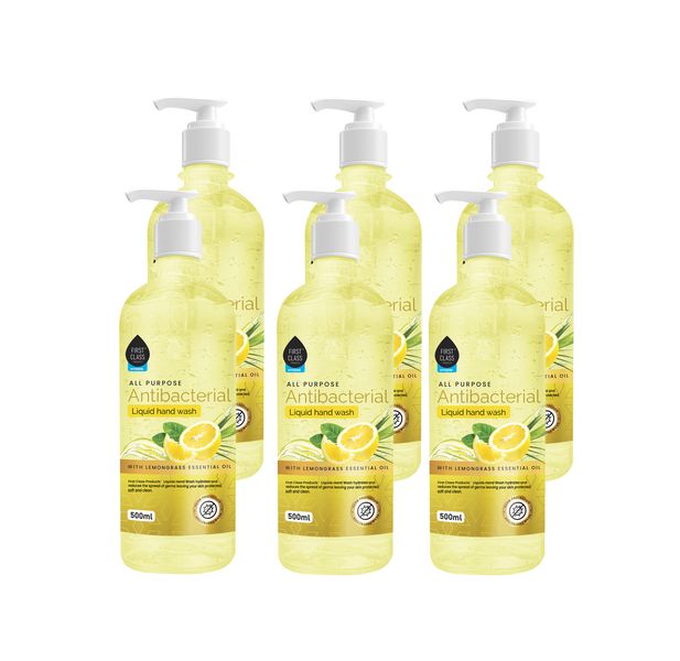 First Class 6 Pack Lemongrass Essential Oil Antibacterial Handwash- 500ml