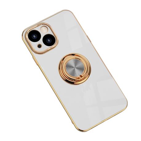 Gold Electroplated Phone Case with Magnetic Ring Holder for iPhone