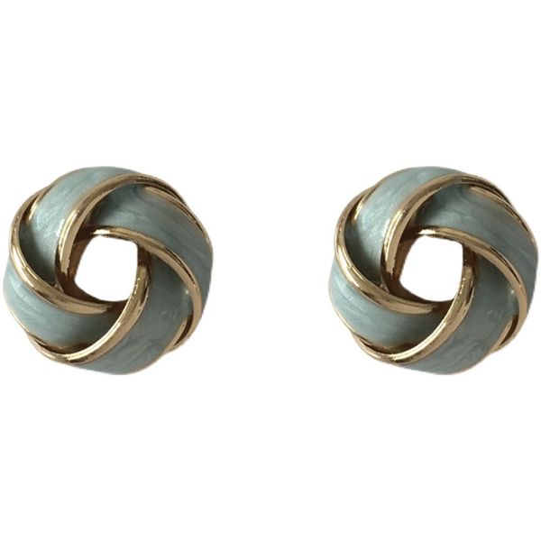 Geometric Surround Spherical Stud Earrings - Blue Alloy Stud Earrings