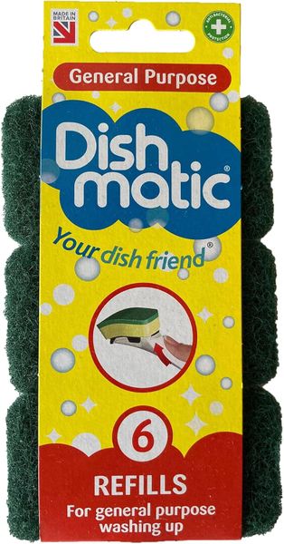 Dishmatic Green General-Purpose Washing-Up Sponge Refill Heads
