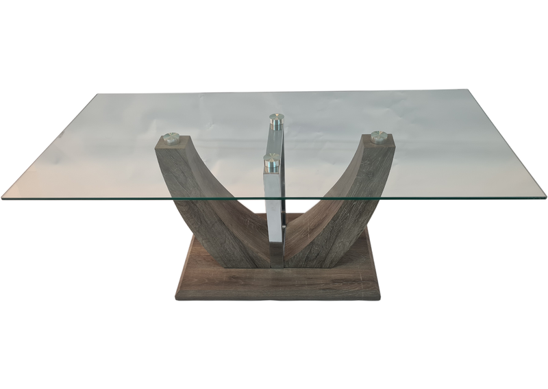 Bateau Glass Coffee Table-Light Brown