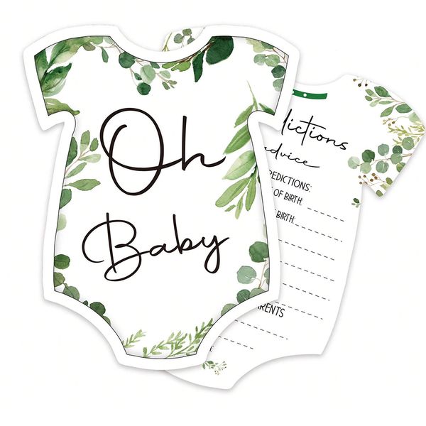 Green Leaves Baby Shower Advice Cards Prediction Game