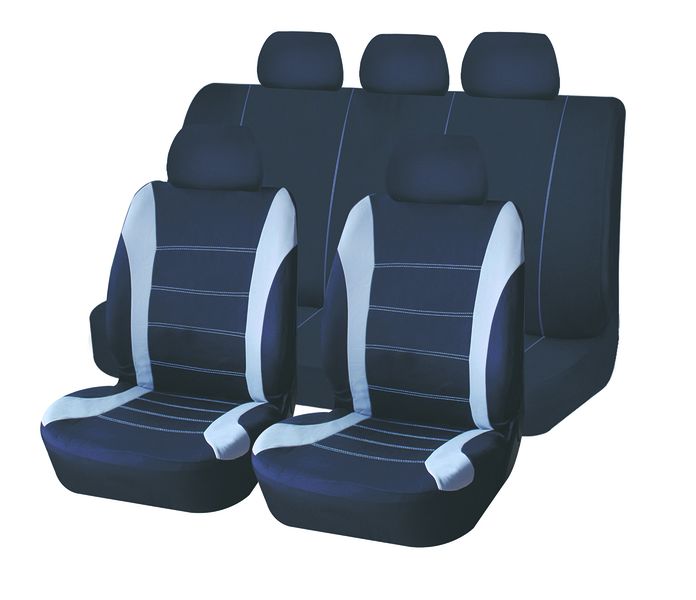 AutoKraft 9 Pce Univ Seat Cover Set (Airbag Compatible) - Black &amp; Grey
