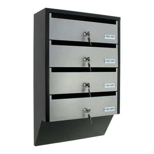 Apartment Mailbox Rottner Depot 4 Silver / Black