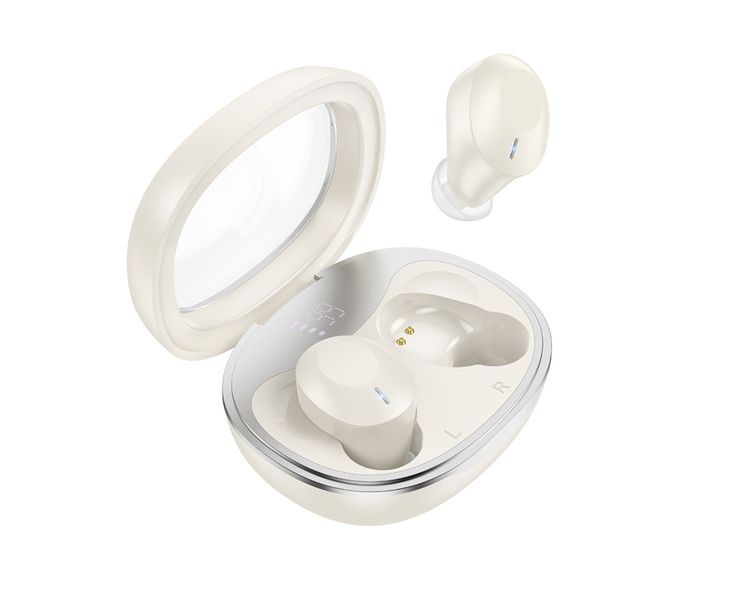 Hoco.EQ3 Milky White TWS Bluetooth 5.3 Earbuds with Case, Touch Controls.