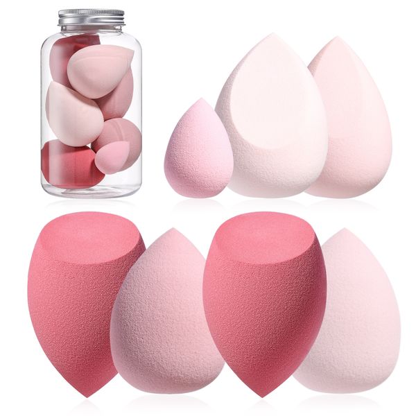 Pink Makeup Sponge Set-7 Shapes, Dual-Use, Beginner-Friendly Flawless Blend