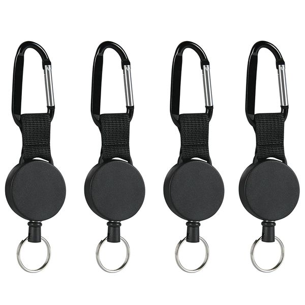 4 Pack Retractable Keychain, Heavy Duty Retractable Badge Holder Reel