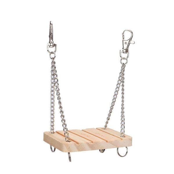 Wooden Swing Hanging Toy Hammock with Adjustable Chain for Hamster Parrot