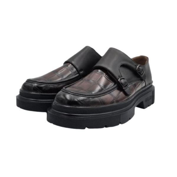 Men's Premium Croc-Embossed Double Monk and Slip-On Hybrid Dress Shoes