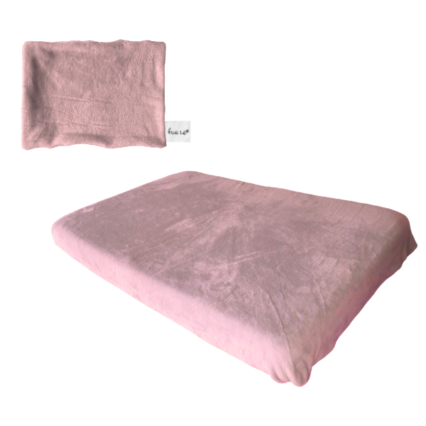 Baby Cot Fitted Sheet &amp; Pillowcase - Winter Fleece -1040x720mm-Dusty Pink