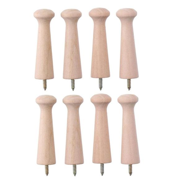 Decor Unfinished Wooden Shaker Peg Hanging Hook Set Of 8 (8cm)
