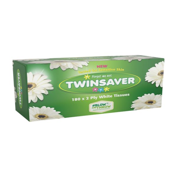 Twinsaver Facial Tissues - 180 White x 2