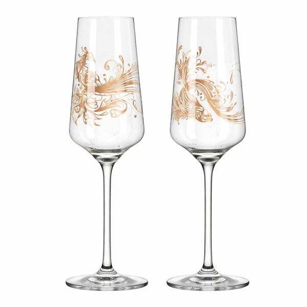 Ritzenhoff Roséhauch Prosecco Crystal Glass Peacock &amp; Koi - Set of 2