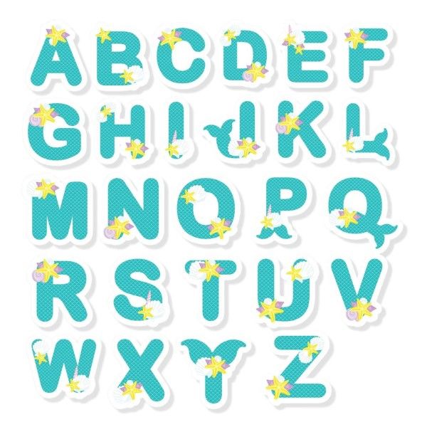 Mermaid Alphabet Fridge Magnets - (26 PER PACK)