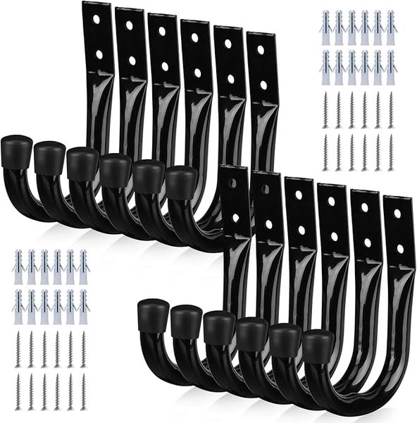 12-Piece Bike Hooks for Garage Wall Heavy Duty Garage Storage Hooks