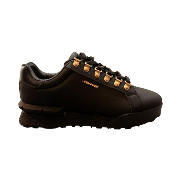 Men's Casual Black Sneakers - Lace-Up Shoes with Metal Eyelets