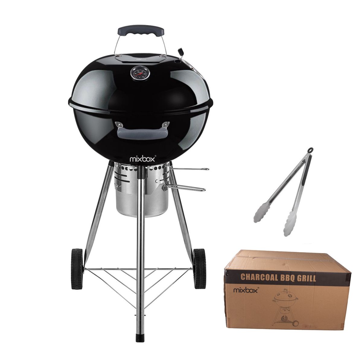 Kettle Charcoal Braai Grill With Lid Thermometer – 47cm