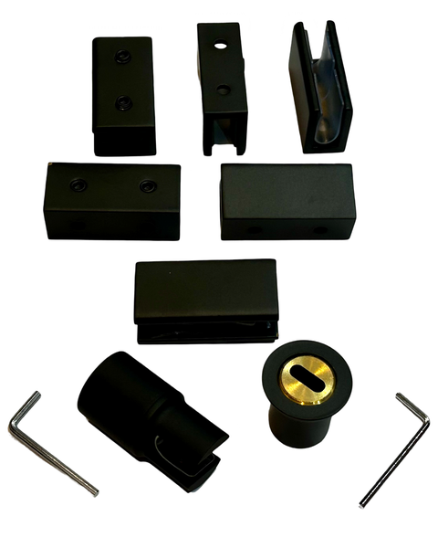 Shower Glass Wall Mount &amp; Revolving End Brackets &amp; 6cm Non-Drilling Clamps