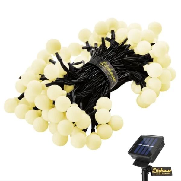 Solar White Bubble Ball Fairy Lights - 100 Led - Warm White - 10