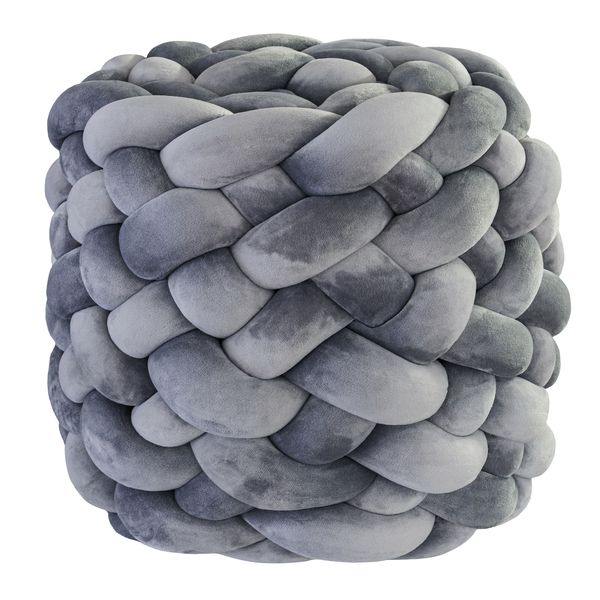 Creative Deco Plush Knot Ottoman - Cloud Grey