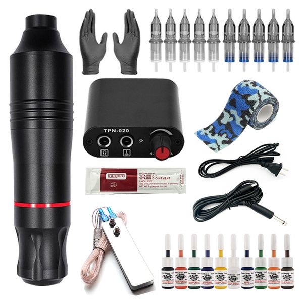 Tattoo Kit, Rotary Tattoo Gun Kit with Power Supply, Foot Pedal &amp; Pigment