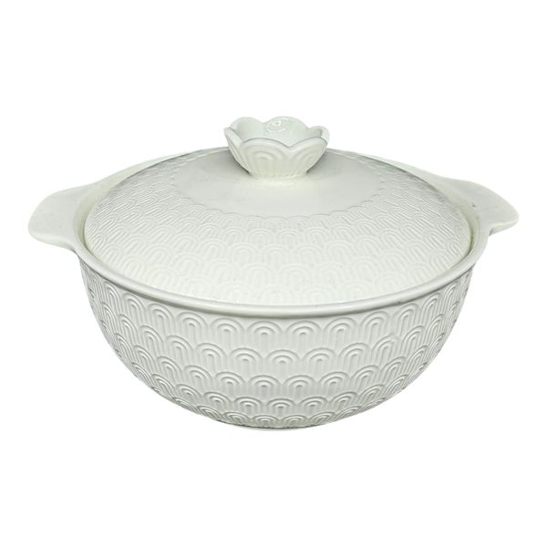 White Round Casserole With Lid &amp; Handles