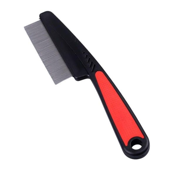 Fine-Toothed Hair Comb For Lice Removal - Red &amp; Black