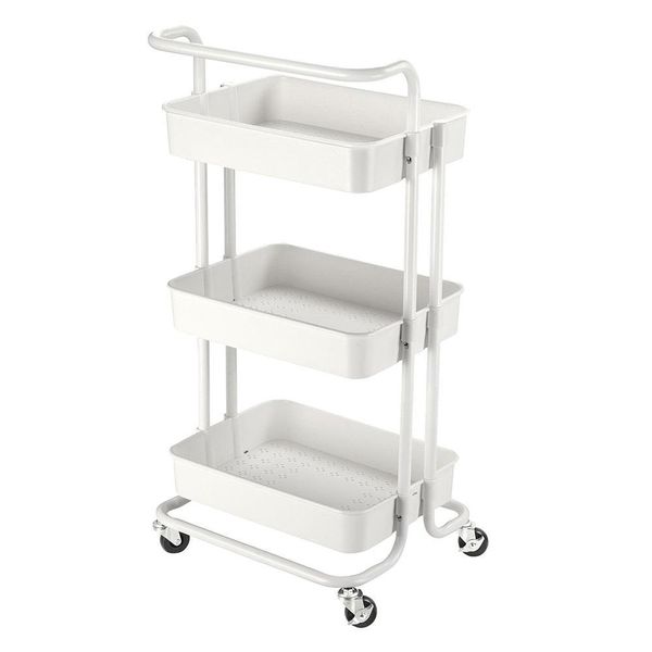 Multifunctional Metal Trolley Kitchen Storage Rack-Black
