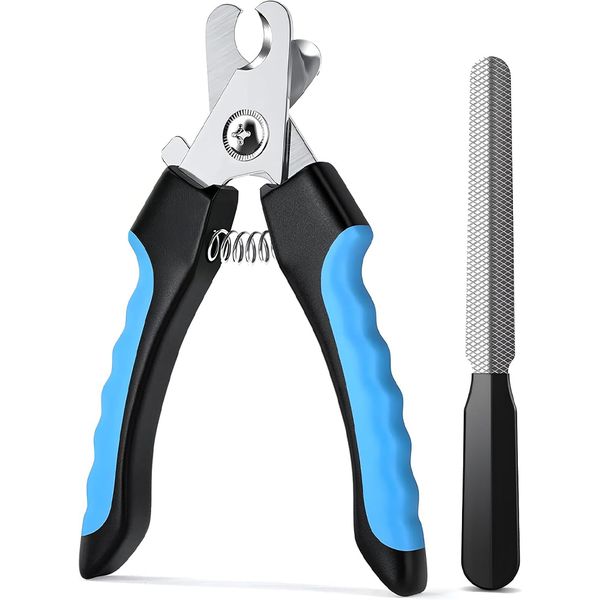 Dog Nail Clippers with File &amp; Safety Guard - Blue