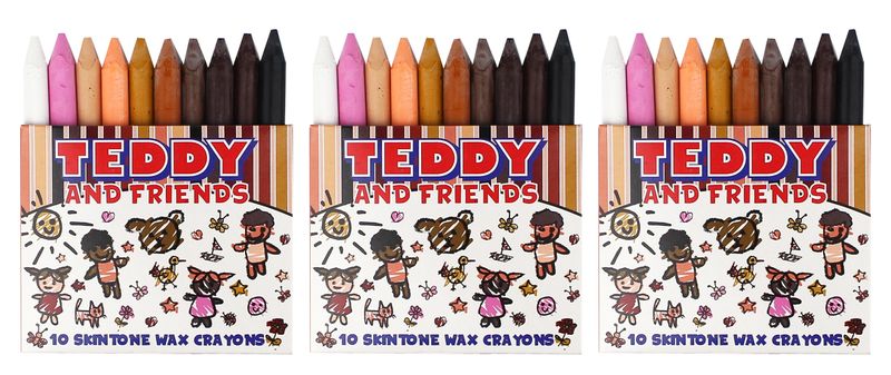 Teddy 10 Skintone Triangular Wax Crayons X 3 Packs