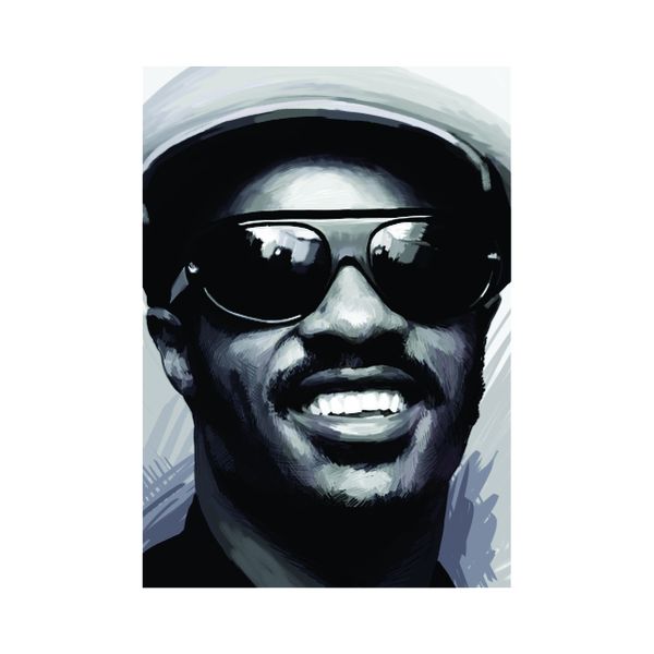Black and White Stevie Wonder - A1 Poster
