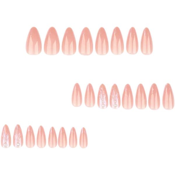 3D Seashell Pink Almond Nail Art, Minimalist Nail Art