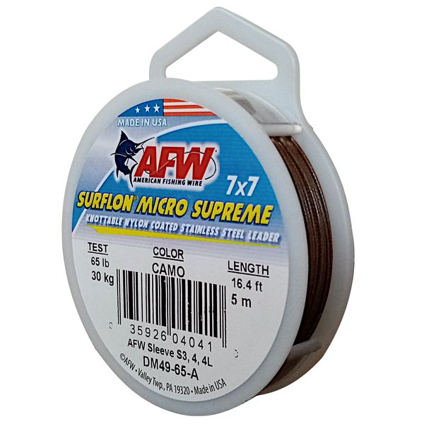 American Fishing Wire Surflon Micro 49 Strand Wire 30Kg/65Lb Camo