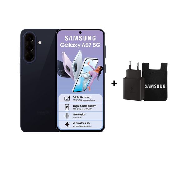 Samsung Galaxy A57 5G 256GB Dark Blue + 45W Adaptor &amp; Credit Card Holder