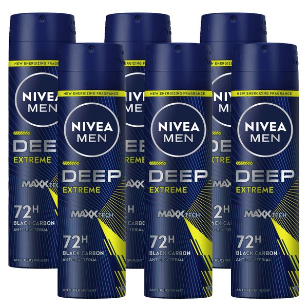 NIVEA MEN DEEP Extreme MaxxTech, Antiperspirant for Men, Spray 6x150ml