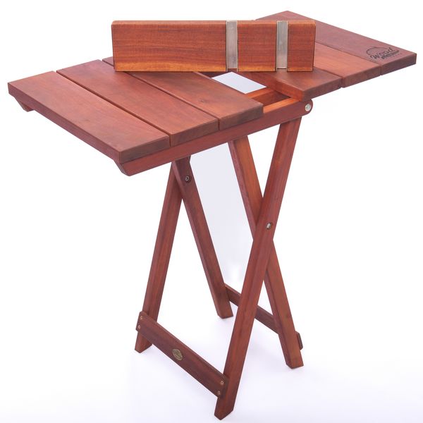 Wood Crafted Ironwood Pioneer-style Side Table - Foldable Solid Wood