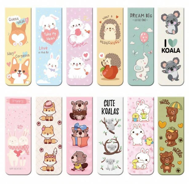 Bookmarks Magnetic Animal Design Pack Of 12