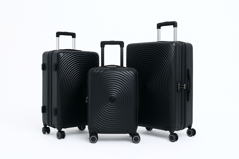 PC Luggage Set with Side Opening, Laptop and Spinner Wheels - Black and Blue