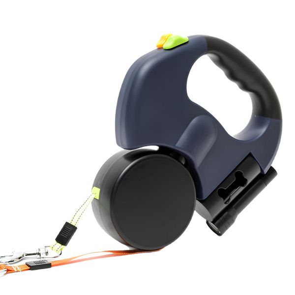 Dual Retractable Dog Leash with LED Light for Small/Medium Dog 3M Blue