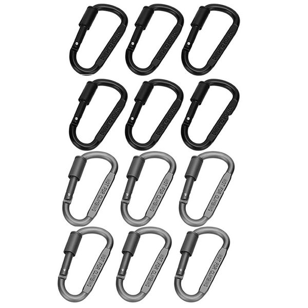 12-Pieces Of 80mm D-Shaped Carabiner Clip HY-201