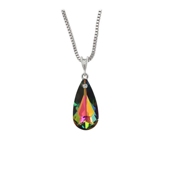 XP Glitter Stone Shaped Swarovski Embellished Crystal Necklace - Purple