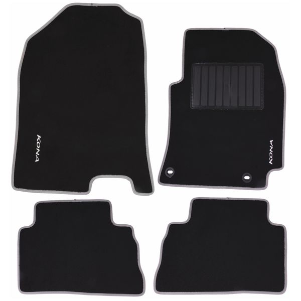 4-Piece Carpet Set Compatible with Hyundai Kona (Black)