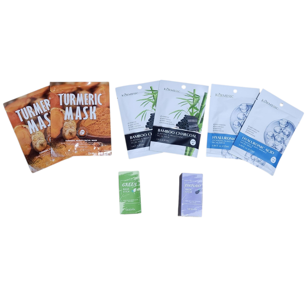 Skincare Bundle - 6 Piece Sheet Face Masks &amp; 2 Piece Clay Mask Rollers