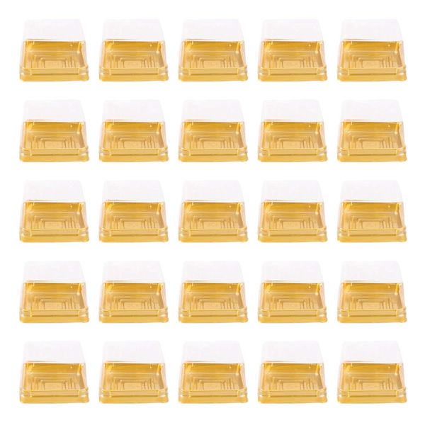 100Pcs Plastic Mini Cake Box Dome Boxes Golden Christmas Packing Box