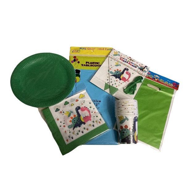 Dinosaur Party Pack for 10 with Table Decorations and Dino Themed Banner