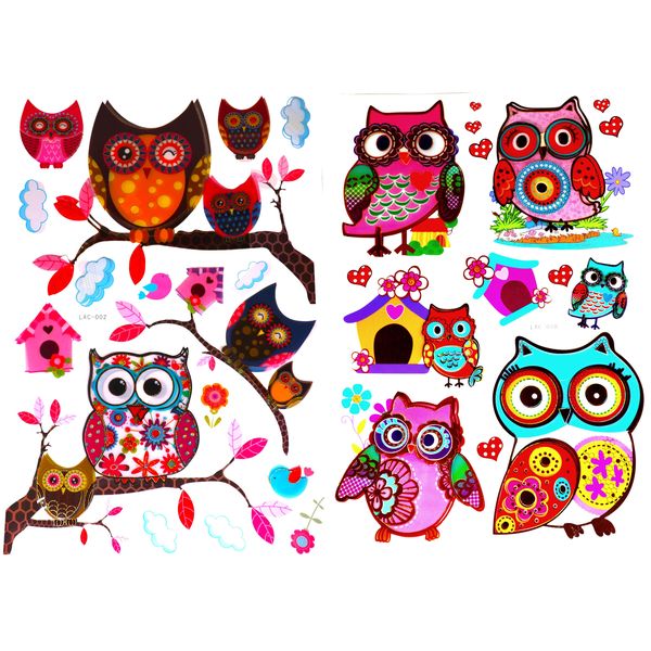 Kids 5D Wall Art Stickers Sheet Owl - 2-Pack Bundle - Option 1