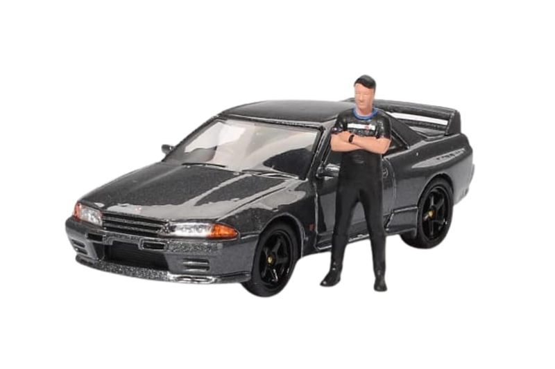 Mini Gt Nissan Skyline Gt-R R32 Gunmetal +Tsugio Matsuda Miniature Figurine